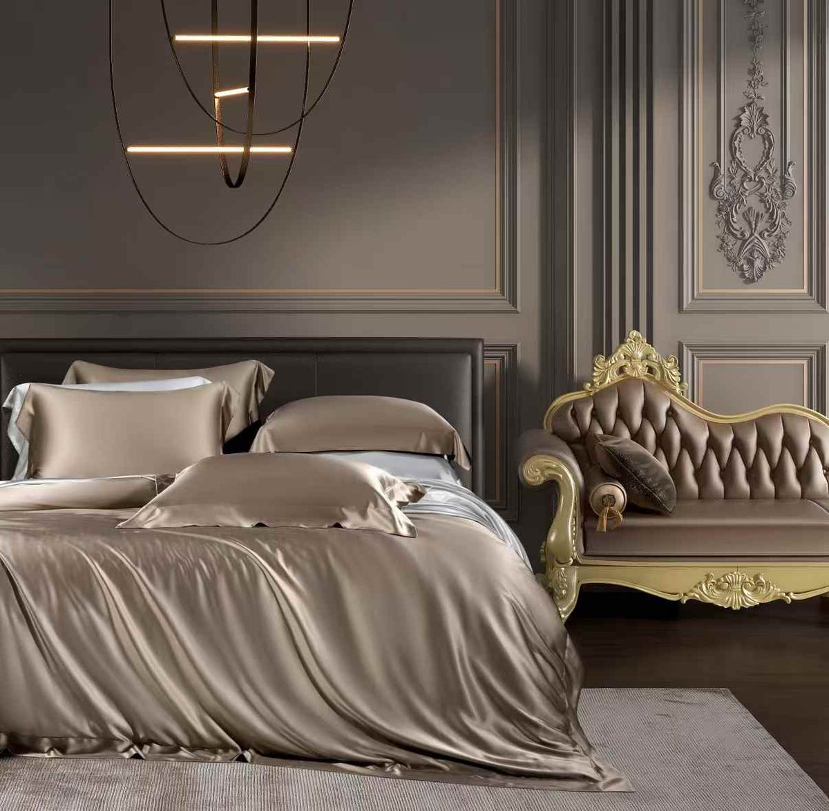 35 Momme Dark Gold Silk Bedding Set
