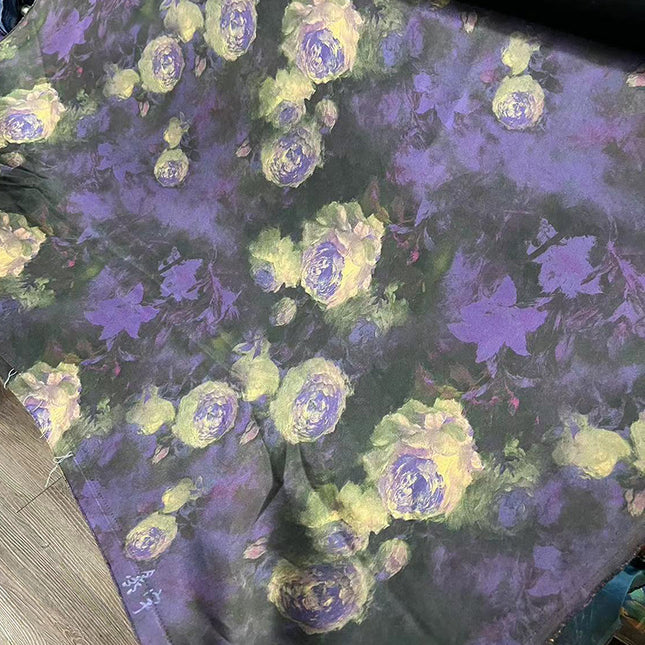 XIEYMUD - Eco Friendly Handmade 50 Momme Purple PIZI Mud Silk Satin Fabric - 114cm wide by the Yard