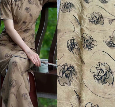 SOUHMG - Handmade 25 Momme HUALUO Jacquard Mud Silk Fabric (Openwork texture) - 114cm by the Yard