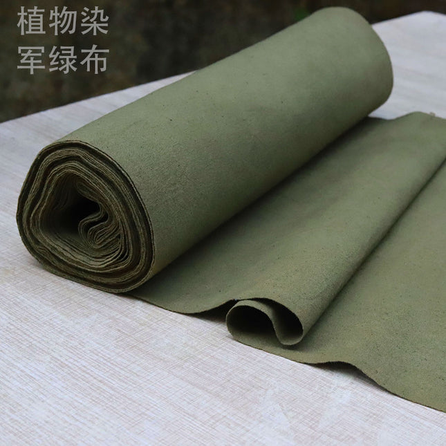 JUNLVB - Eco-Friendly Earth Green Plant Dyed Cotton Fabric - 43cm by the Yard