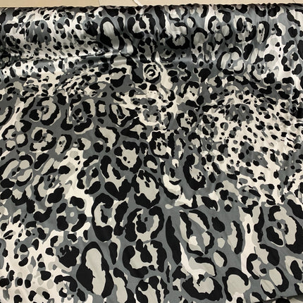 BAOWIN - 19 Momme White Leopard Pattern Digital Print Stretch Silk Satin Fabric - 108cm wide by the Yard