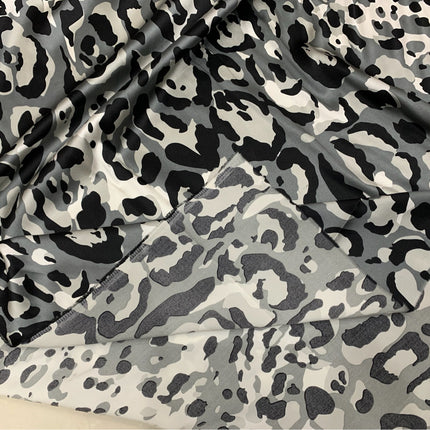 BAOWIN - 19 Momme White Leopard Pattern Digital Print Stretch Silk Satin Fabric - 108cm wide by the Yard