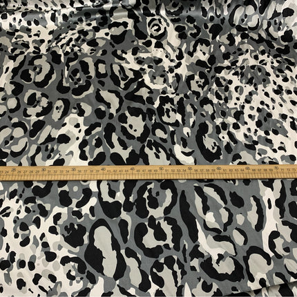 BAOWIN - 19 Momme White Leopard Pattern Digital Print Stretch Silk Satin Fabric - 108cm wide by the Yard