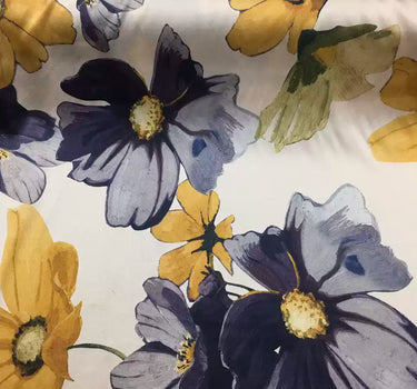 CHDAFL - 19 Momme Flowers Pattern Digital Print Stretch Silk Satin Fabric - 108cm wide by the Yard