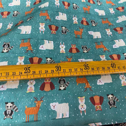 DONWUK - 22 Momme Anime Cartoon Cute Little Animal World Pattern Digital Print Stretch Silk Satin Fabric - 140cm wide by the Yard