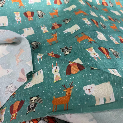 DONWUK - 22 Momme Anime Cartoon Cute Little Animal World Pattern Digital Print Stretch Silk Satin Fabric - 140cm wide by the Yard