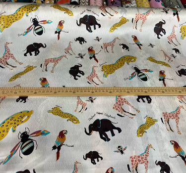 DONWUX - 19 Momme Cartoon Animals Pattern Digital Print Stretch Silk Satin Fabric - 140cm wide by the Yard