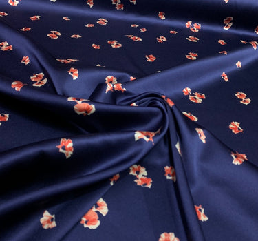 FASISU - 19 Momme Niche Design Floral Pattern Digital Print Stretch Silk Satin Fabric - 140cm wide by the Yard