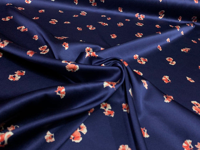 FASISU - 19 Momme Niche Design Floral Pattern Digital Print Stretch Silk Satin Fabric - 140cm wide by the Yard