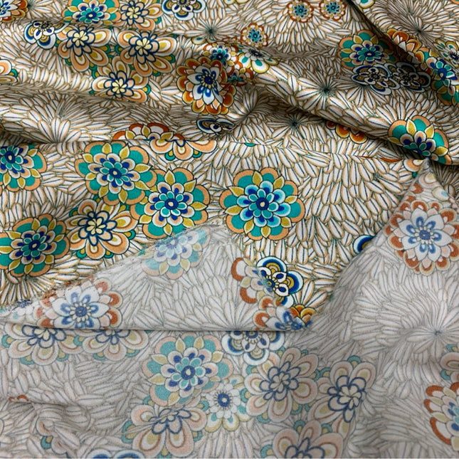 FUGUHU - 19 Momme Romantic Floral Pattern Digital Print Stretch Silk Satin Fabric - 108cm wide by the Yard