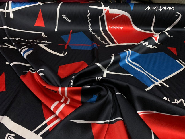 MINYUO - 19 Momme Fashion Irregular Pattern Digital Print Stretch Silk Satin Fabric - 140cm wide by the Yard