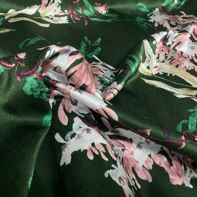 MOULIV - 22 Momme Flower Pattern Digital Print Stretch Silk Satin Fabric - 108cm wide by the Yard