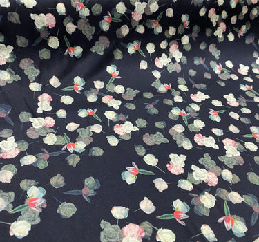 SAOSUI - 19 Momme Small Florals Pattern Digital Print Stretch Silk Satin Fabric - 108cm wide by the Yard