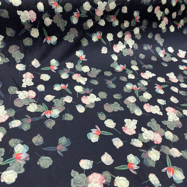 SAOSUI - 19 Momme Small Florals Pattern Digital Print Stretch Silk Satin Fabric - 108cm wide by the Yard