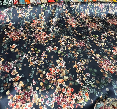 SENZAS - 19 Momme Small Floral Pattern Digital Print Stretch Silk Satin Fabric - 108cm wide by the Yard