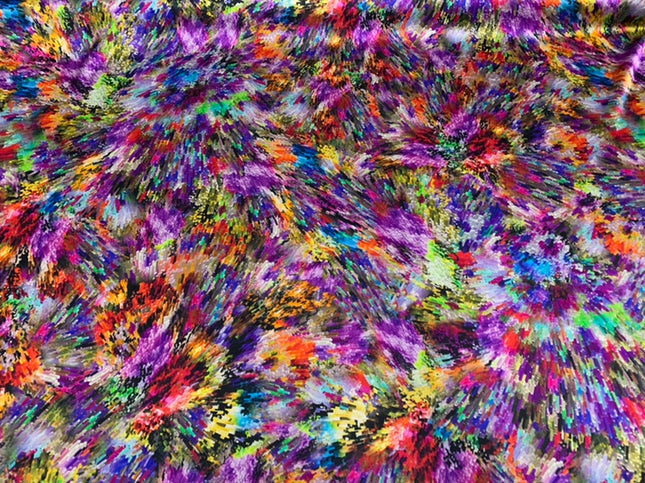 XUANCA - 19 Momme Colorful Paint Pattern Digital Print Stretch Silk Satin Fabric - 140cm wide by the Yard