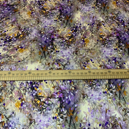 ZIDYIN - 19 Momme Purple Flower Pattern Digital Print Stretch Silk Satin Fabric - 108cm wide by the Yard