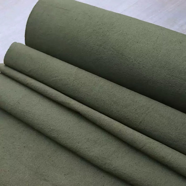 JUNLVB - Eco-Friendly Earth Green Plant Dyed Cotton Fabric - 43cm by the Yard