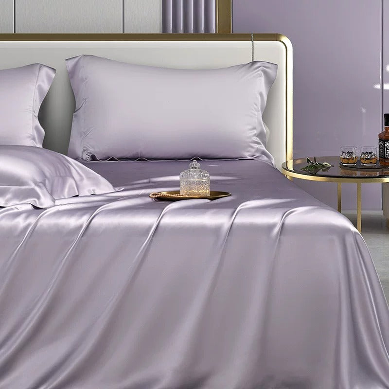 25 momme mulberry silk sheet and pillowcase set in Light Lavender