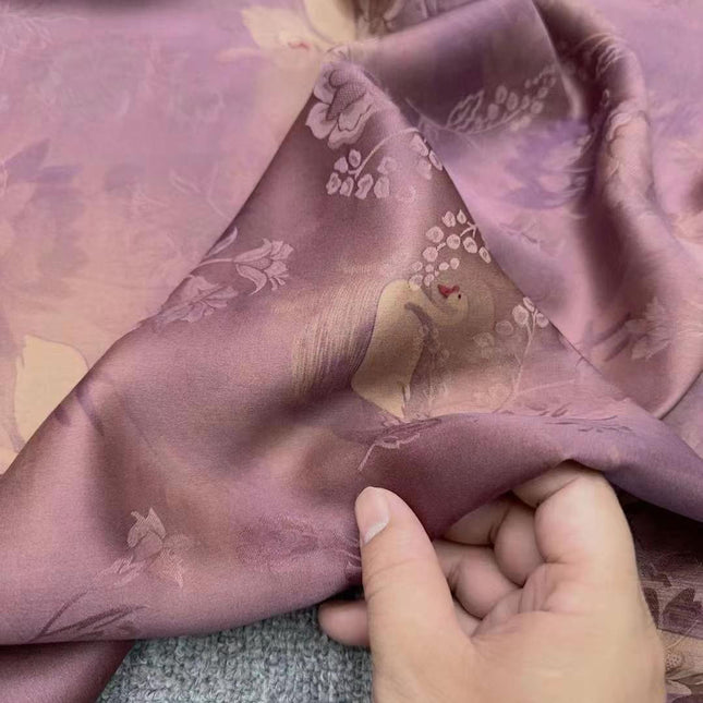 SKYWUU - Handmade 25 Momme HUALUO Jacquard Mud Silk Fabric (Openwork texture) - 114cm by the Yard