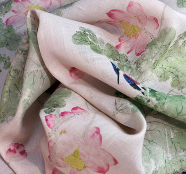 LIANHUA Flower Print Ramie Fabric By the Yard