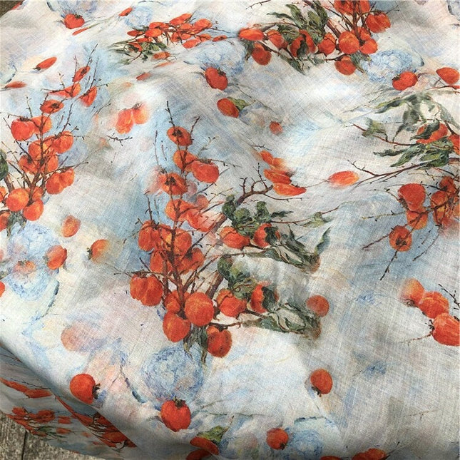 LANGMANSHAJI - Fruits Print Ramie Fabric-By the Yard