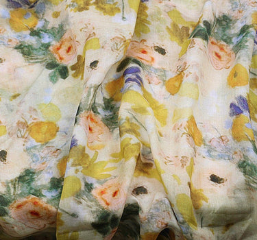 Sweet Dreams Vintage Style Floral Printed Ramie fabric for Summer Dresses By the Yard