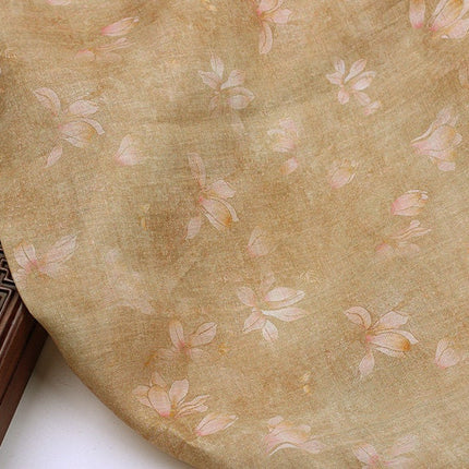 QINGHUANG - Flowers Print Ramie Fabric - 140cm wide by the Yard