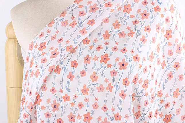 XIANGYANG - Flowers Print Ramie Fabric - 140cm wide by the Yard