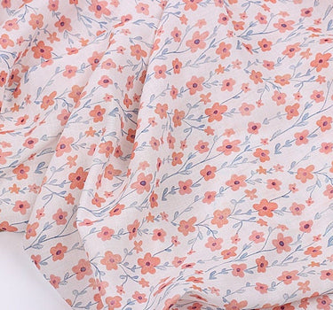 XIANGYANG - Flowers Print Ramie Fabric - 140cm wide by the Yard