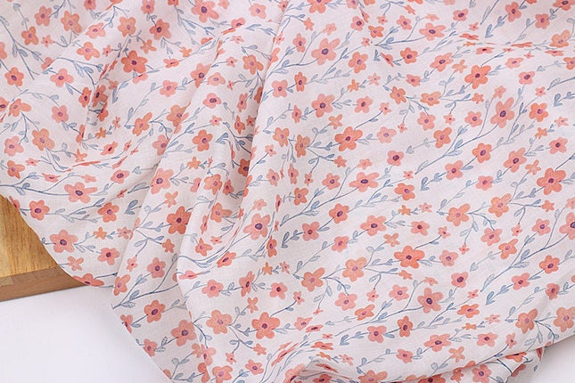 XIANGYANG - Flowers Print Ramie Fabric - 140cm wide by the Yard