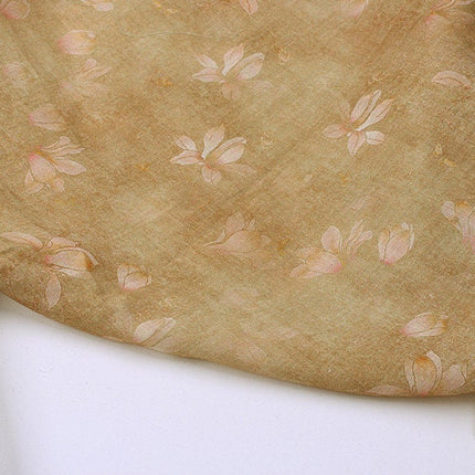 QINGHUANG - Flowers Print Ramie Fabric - 140cm wide by the Yard