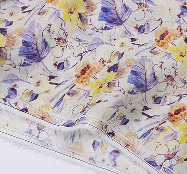 ZIKUI - Flowers Print Ramie Fabric - 140cm wide by the Yard