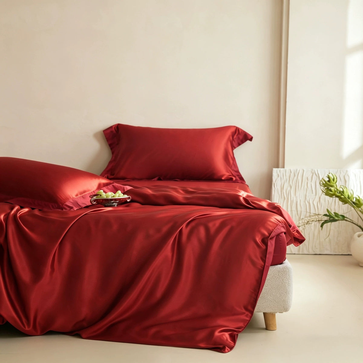 ROSE RED 100% Silk Bedding set