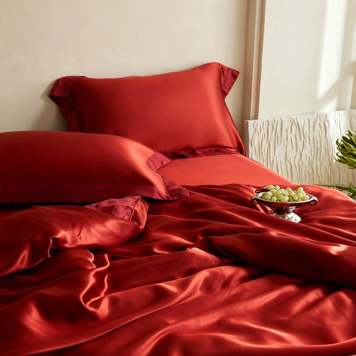 ROSE RED 100% Silk Bedding set