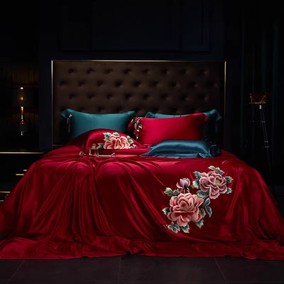 ROYAL - Embroidered 25 Momme Full Silk Bedlinen Set 4pcs