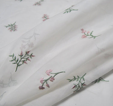 Little Flower Embroidered Silk Organza Fabric/53"/135cm/For Bridal Wedding Dress/Evening Dress/Blouse/Dresses/Long Skirts/tutu/By the Yard