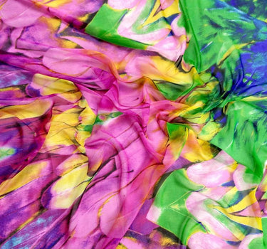 YUMAO - 8 Momme Floral Print Silk Chiffon Fabric - 138cm wide by the Yard