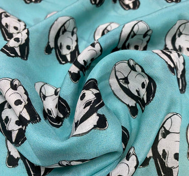 Cute Panda - 14 Momme Silk Crepe de Chine 140cm wide by the yard