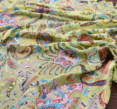 PEISILI - Beautiful Paisley Sheer Burnout Silk Devore Satin Fabric - 114cm wide by the Yard