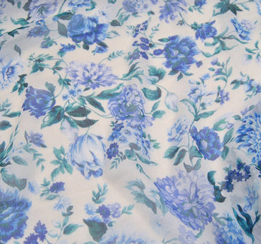 LANHUAXUE - 5.5 Momme Floral Print Crinkled Silk Georgette Fabric - 140cm wide by the Yard