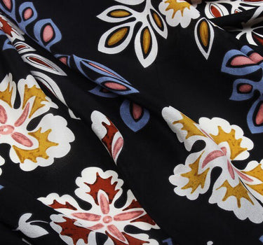 WUYEHUA - 12 momme Floral Print Silk Crepe de Chine Fabric - 138cm wide by the Yard