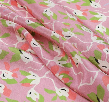 HUAYA - 12 momme Floral Print Silk Crepe de Chine Fabric - 138cm wide by the Yard