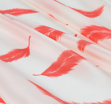 YUMAO - 12 momme Feather Print Silk Crepe de Chine Fabric - 140cm wide by the Yard