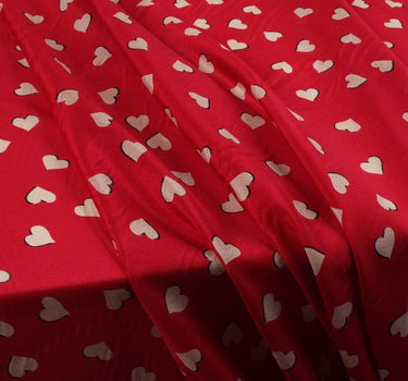 AIXIN - 12 momme Lovely Heart Print Silk Crepe de Chine Fabric - 140cm wide by the Yard