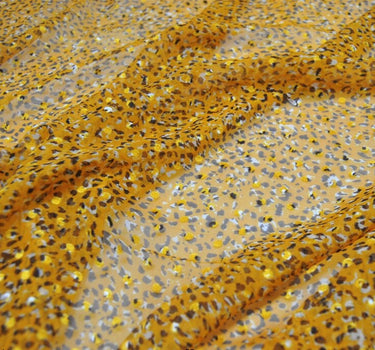 HUANGSEDI - Yellow Sheer Burnout Silk Devore Satin Fabric - 140cm wide by the Yard