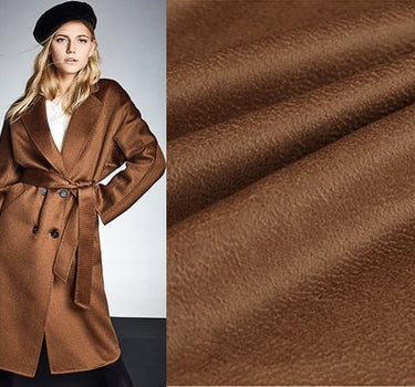 Deep Caramel Double Faced Water Corrugated Silk Cashmere Wool Fabric - By the Yard