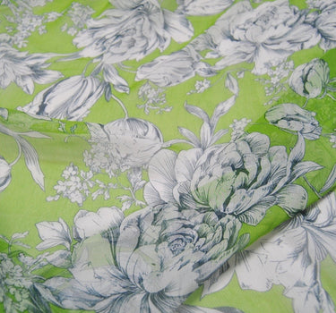 LVDIMUDAN - 5.5 Momme Floral Print Crinkled Silk Georgette Fabric - 140cm wide by the Yard