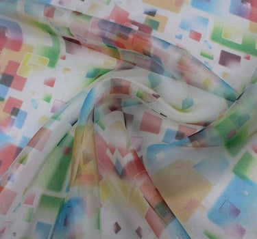 WUCAIGE - 6 momme Colorful Plaid Print Silk Organza Fabric - 138cm wide by the Yard