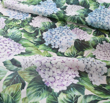 XIUQIU - Hydrangea print Silk Organza Satin 140cm Fabric-By the Yard